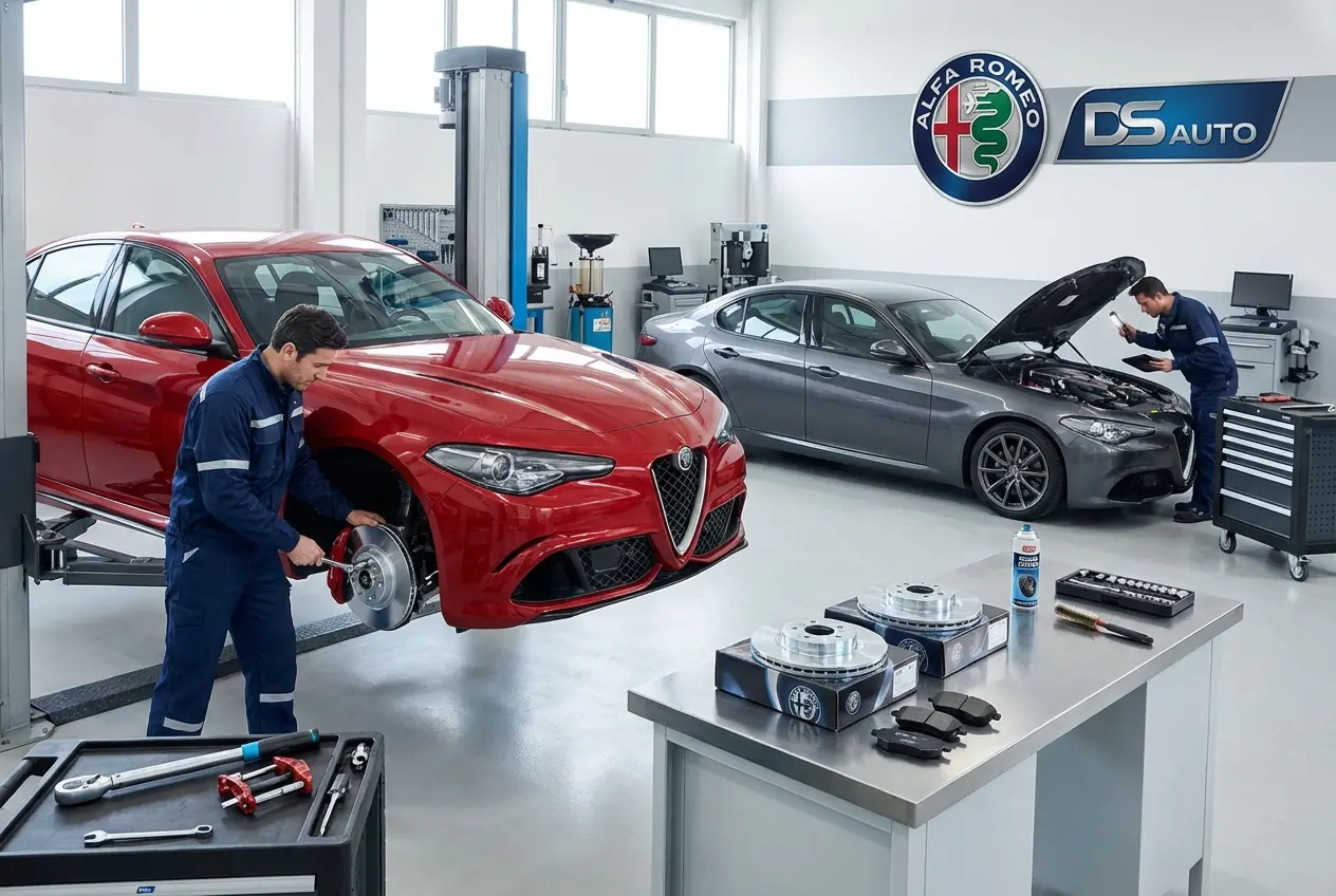 Процесс замены передних тормозных дисков Альфа Ромео в автосервисе «DS Auto»
