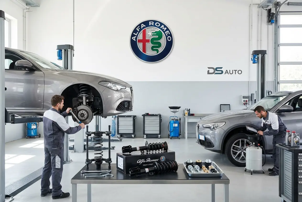 Замена передних и задних стоек амортизаторов Alfa Romeo в автосервисе DS Auto в Жуковском
